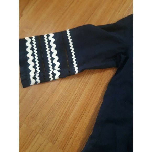 J Crew Long Beach Tunic Dress With Rickrack Trim Blue and White Womens Size XS - Picture 3 of 6